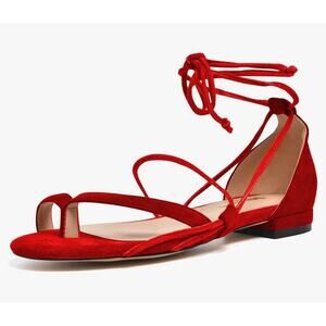 Open Toe Strappy Low Heels Casual Comfort Lace Up Gladiator Roman Sandals Flats